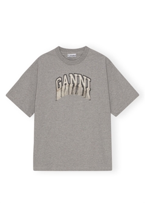 Heavy Cotton Drop Shoulder Fringe tee Paloma Melange T3990 Ganni 